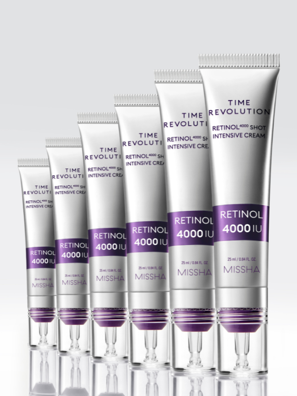 4本　ミシャTIME REVOLUTION RETINOL R8000 ショット MISSHA Time Revolution Retinol 4000 Shot Intensive Cream 25ml