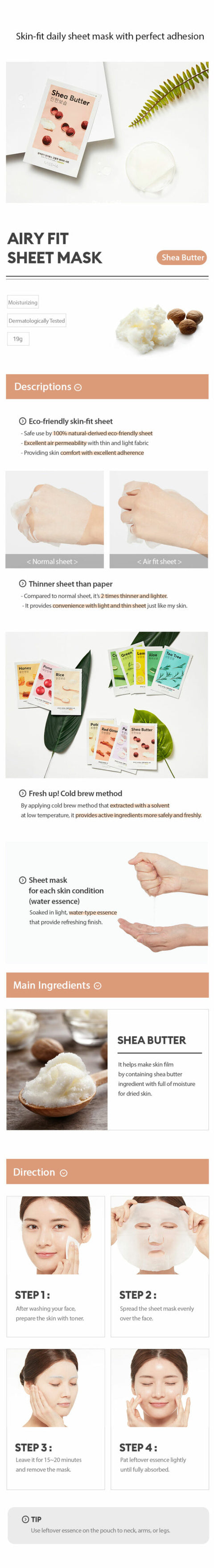 MISSHA Airy Fit Sheet Mask Shea Butter MISSHA