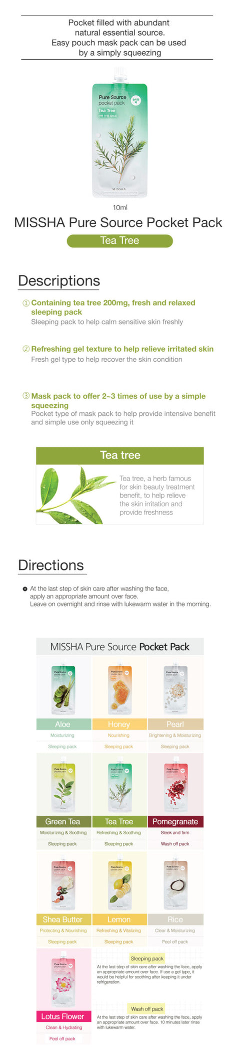 MISSHA Pure Source Pocket Pack Tea Tree 10ml MISSHA