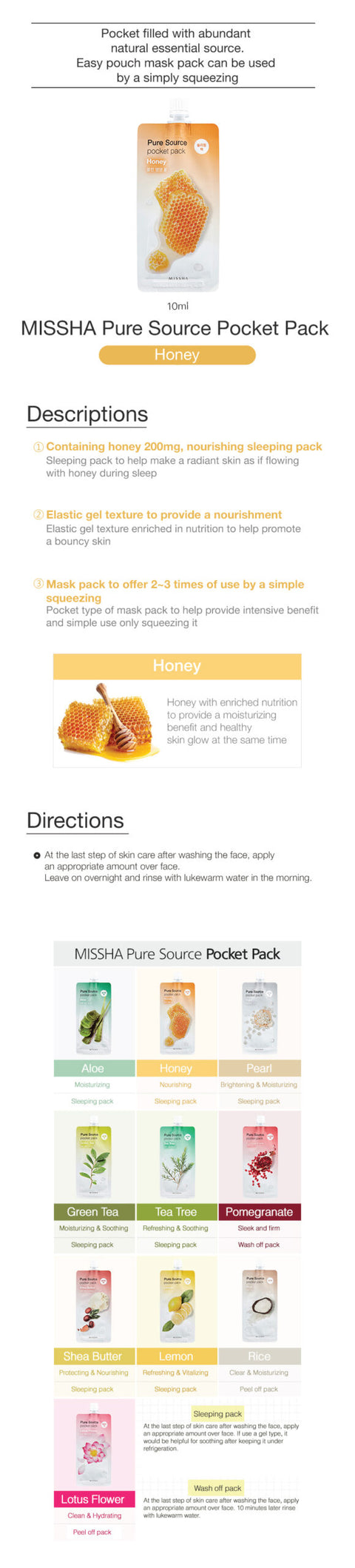 MISSHA Pure Source Pocket Pack Honey 10ml MISSHA